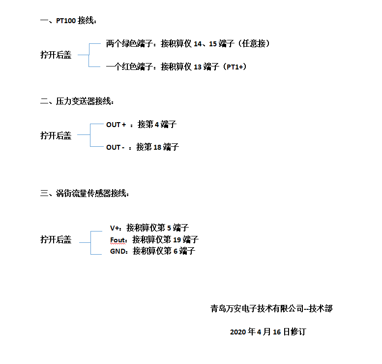 流量积算仪接线文字说明（配涡街草莓视频黄色下载使用）(图1)